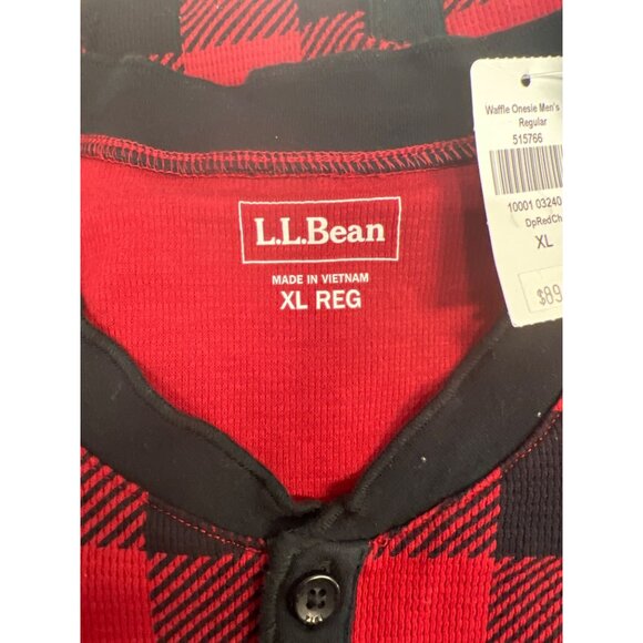 L.L. Bean Mens Plaid Onepiece Pajamas With Button Front & Cuffs Christmas XL - Picture 8 of 8